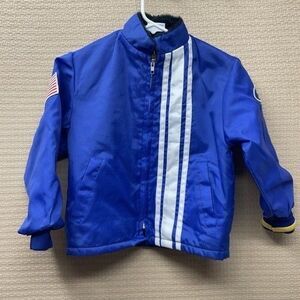Ford Faux Fur/Sherpa Lined VTG Style Racing Stripe Full Zip Jacket Kids Size S